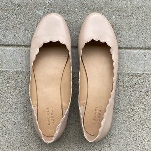 LC Lauren Conrad scalloped ballet flats, women’s US size 10, blush color.